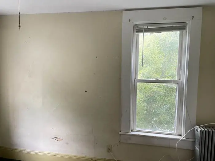 Damaged plaster wall before repair